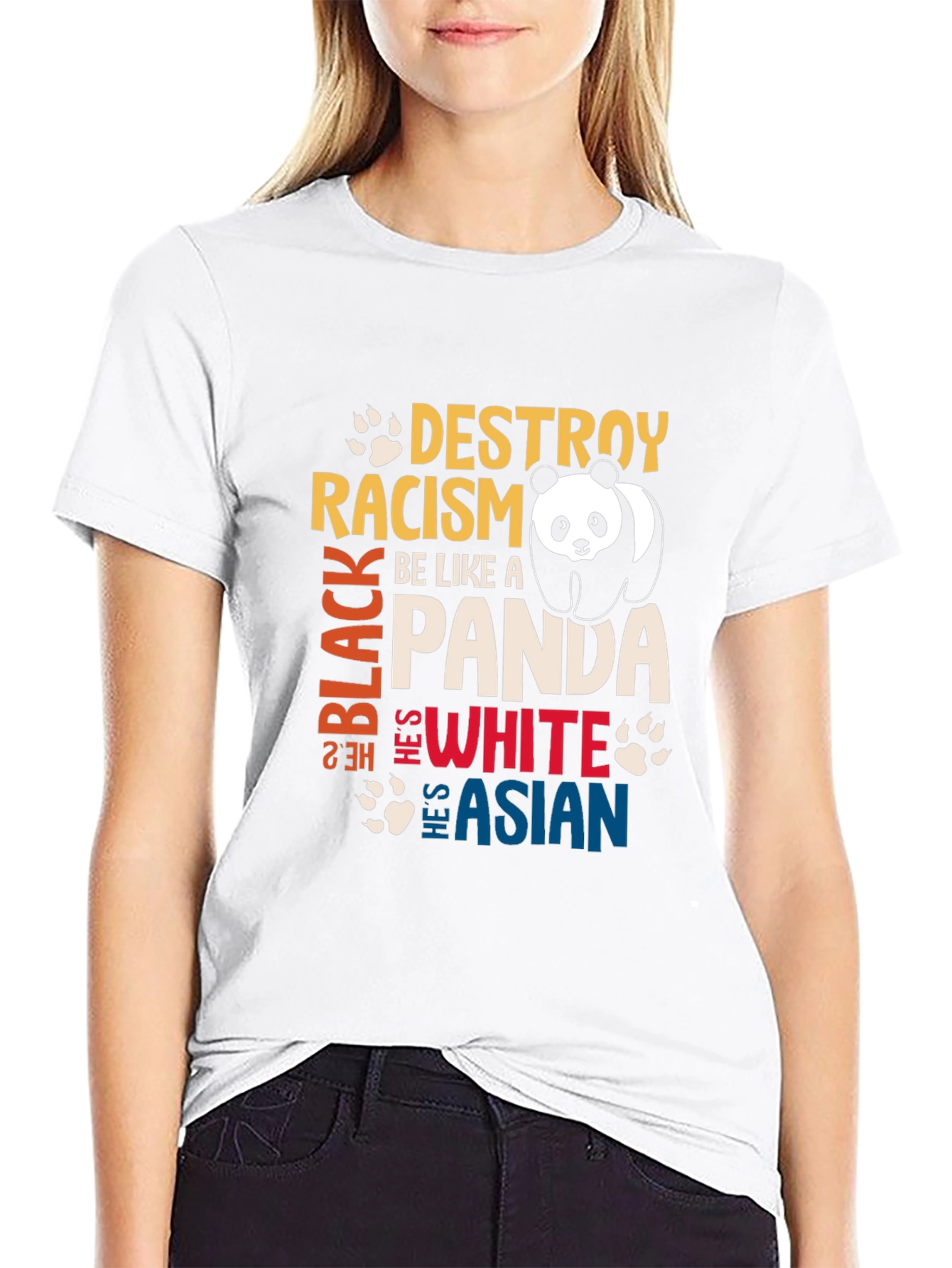 Destroy Racism Be Like a Panda Graphic T-Shirt
