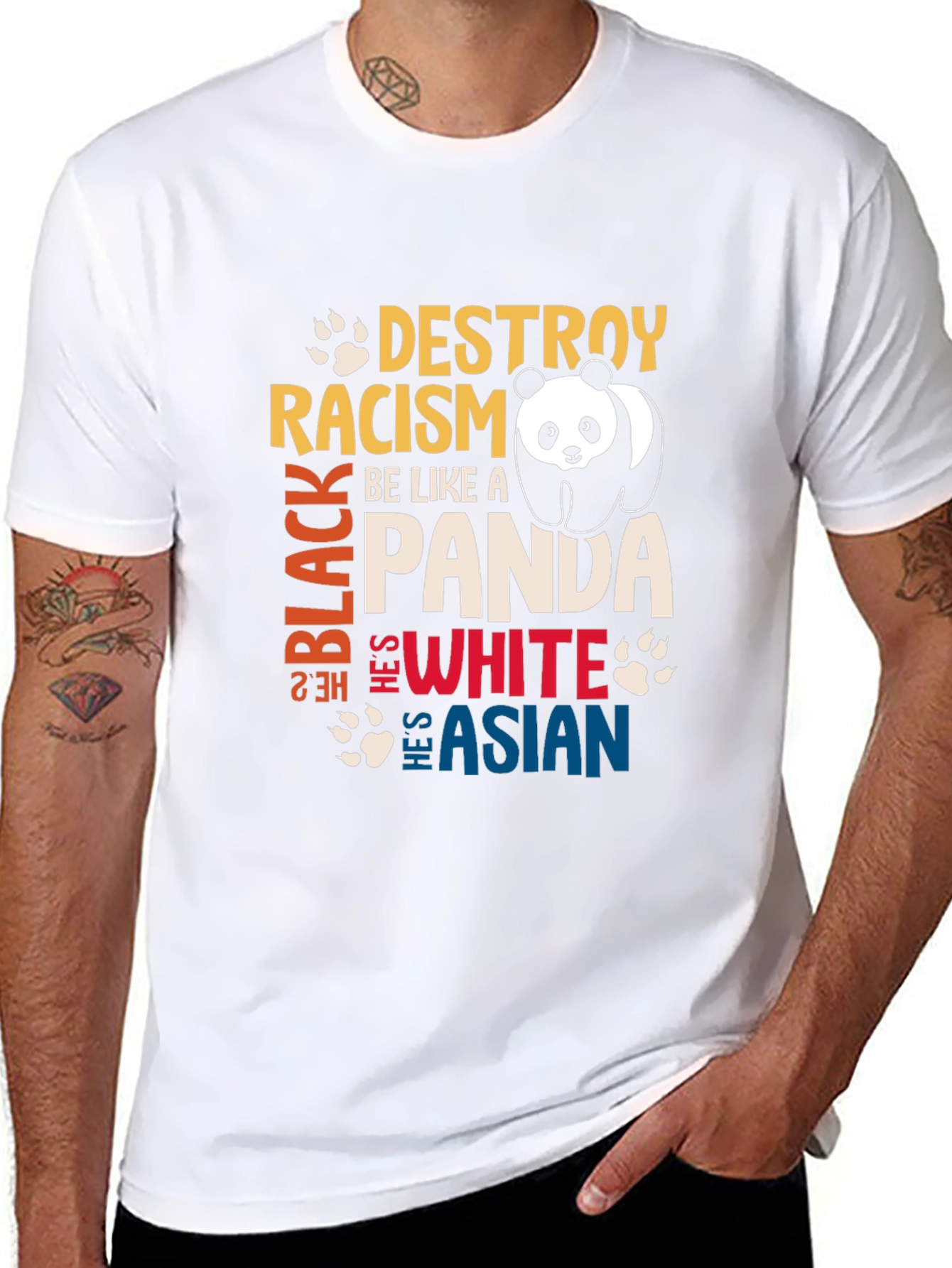 Destroy Racism Be Like a Panda Graphic T-Shirt