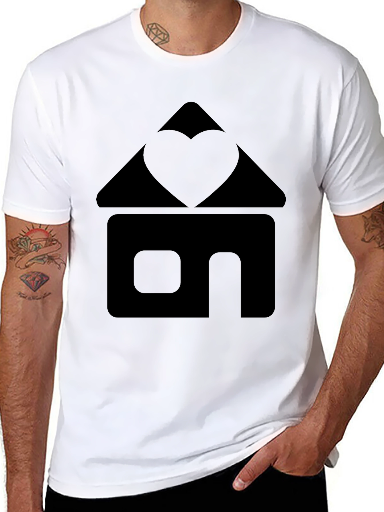 Heart Home Graphic Tee - Black Cotton T-Shirt