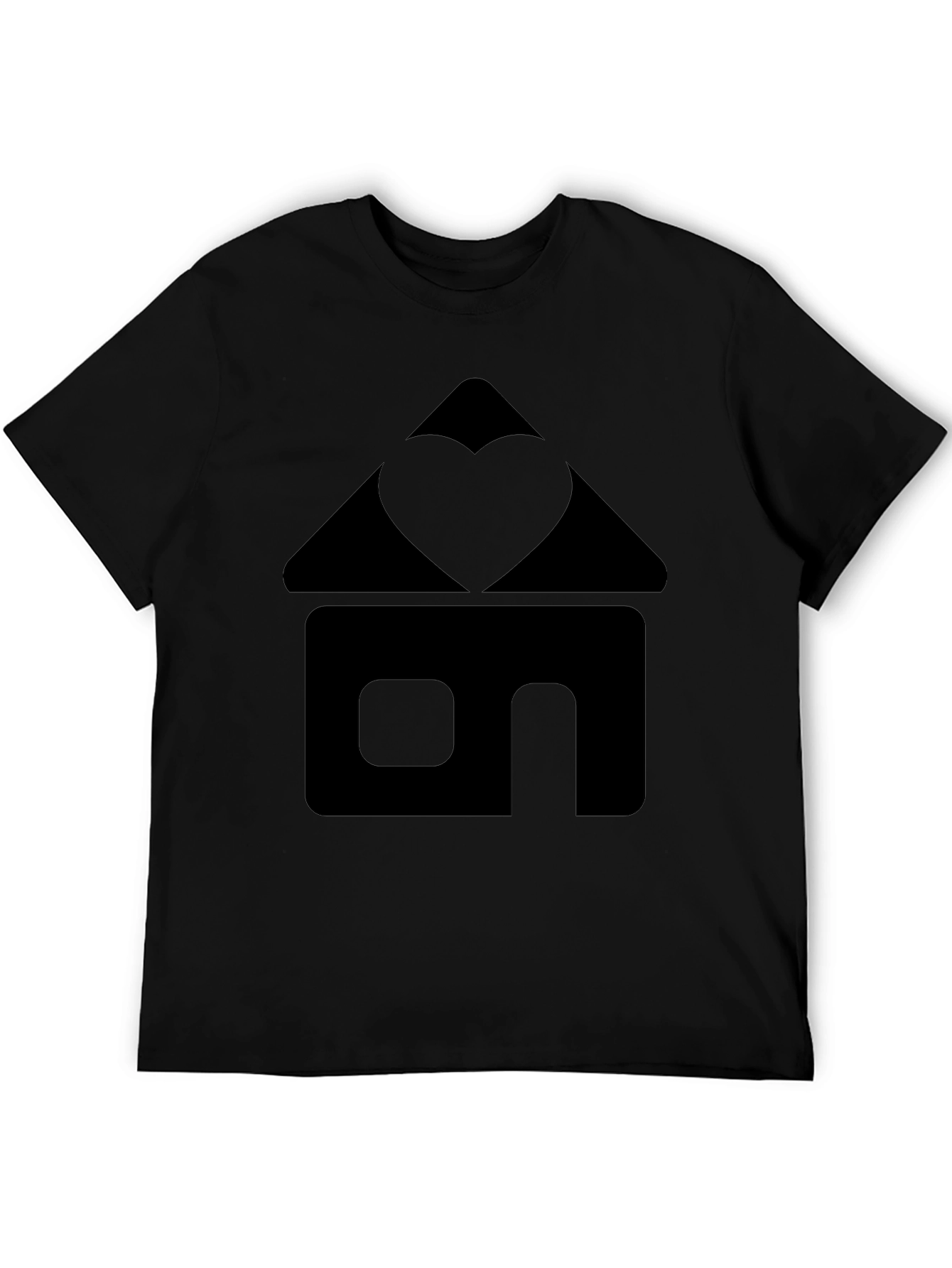 Heart Home Graphic Tee - Black Cotton T-Shirt