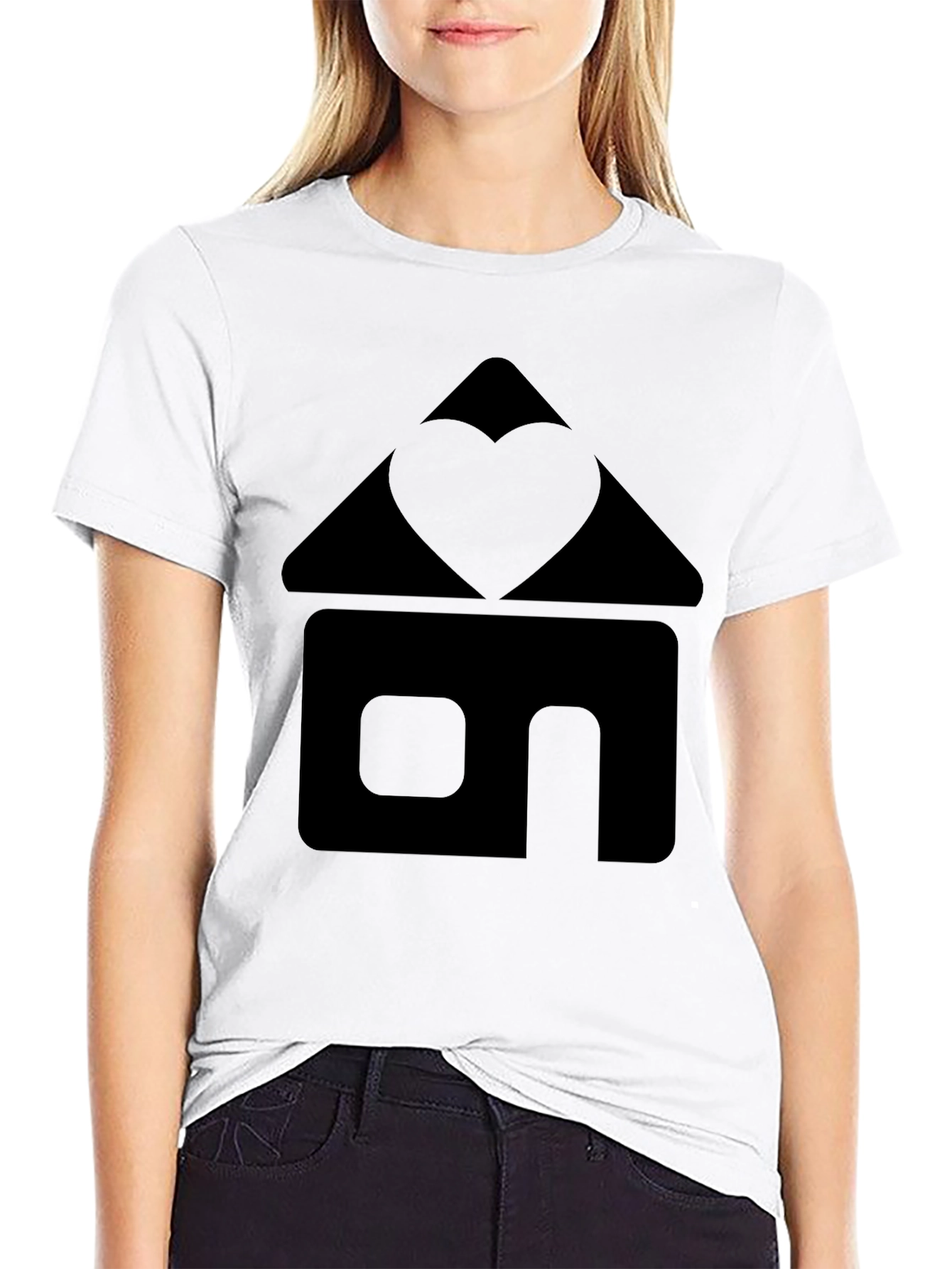 Heart Home Graphic Tee - Black Cotton T-Shirt