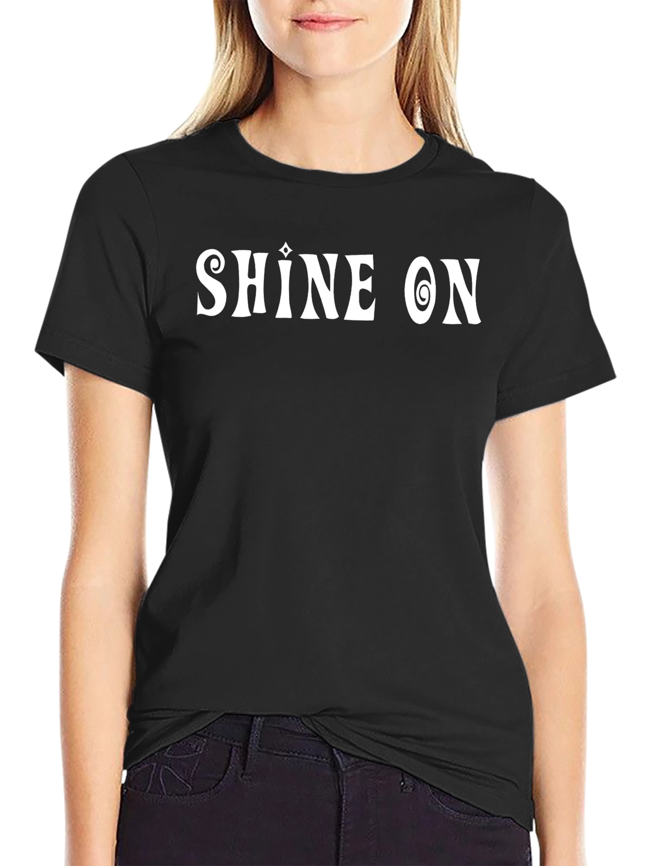 Shine On Graphic T-Shirt - Black Cotton Blend Tee