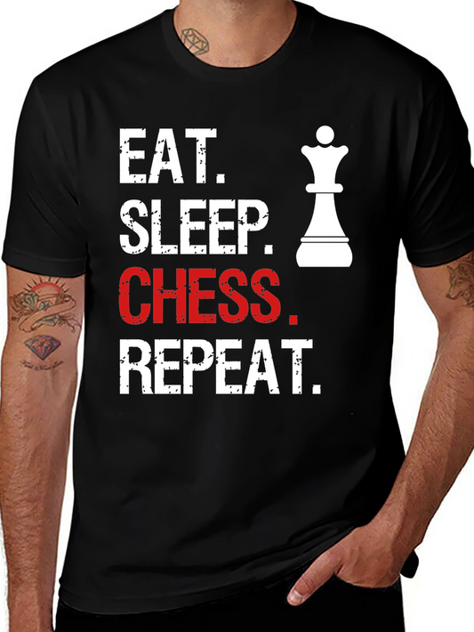 Eat Sleep Chess Repeat T-Shirt - Queen Graphic