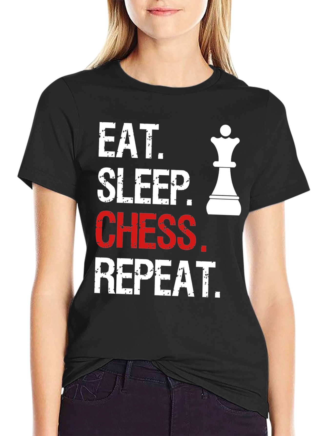 Eat Sleep Chess Repeat T-Shirt - Queen Graphic