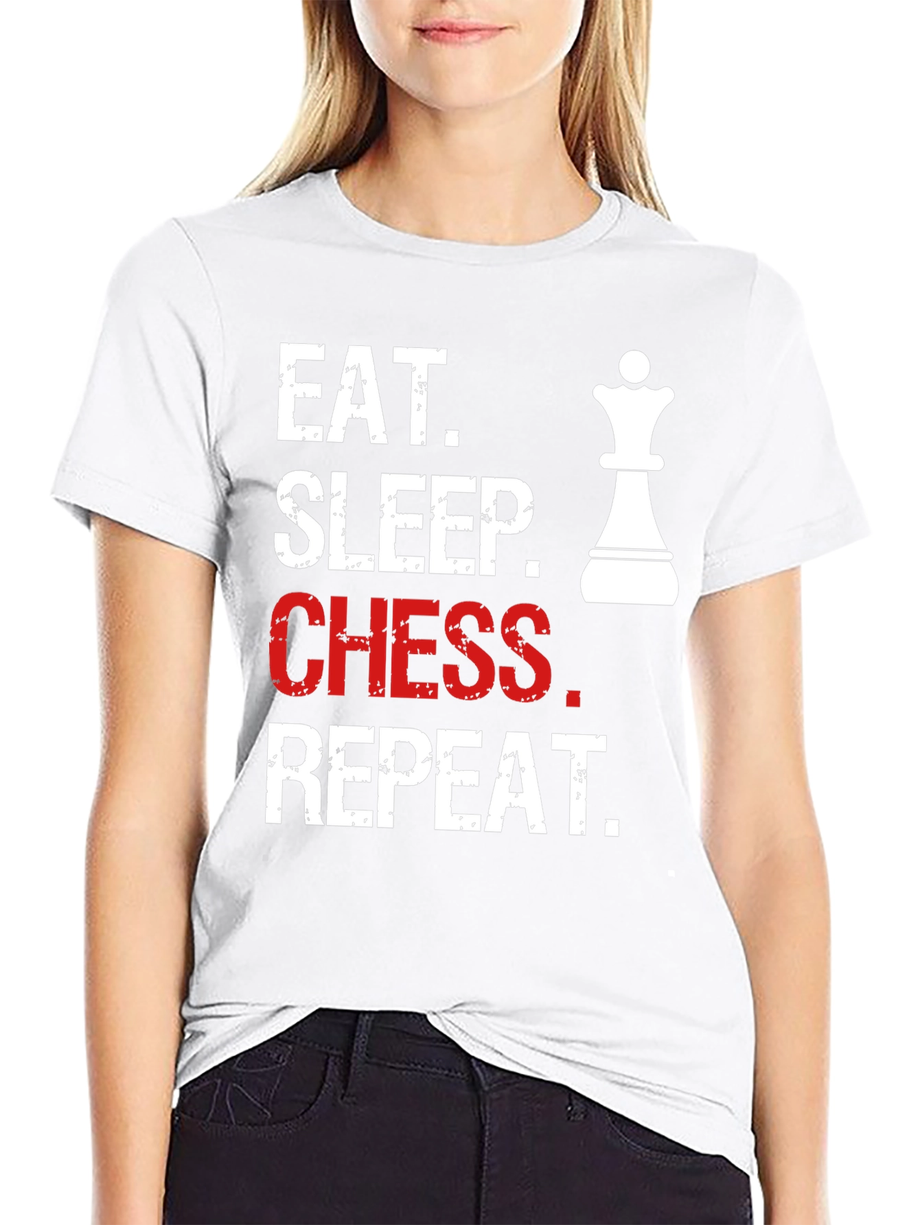 Eat Sleep Chess Repeat T-Shirt - Queen Graphic