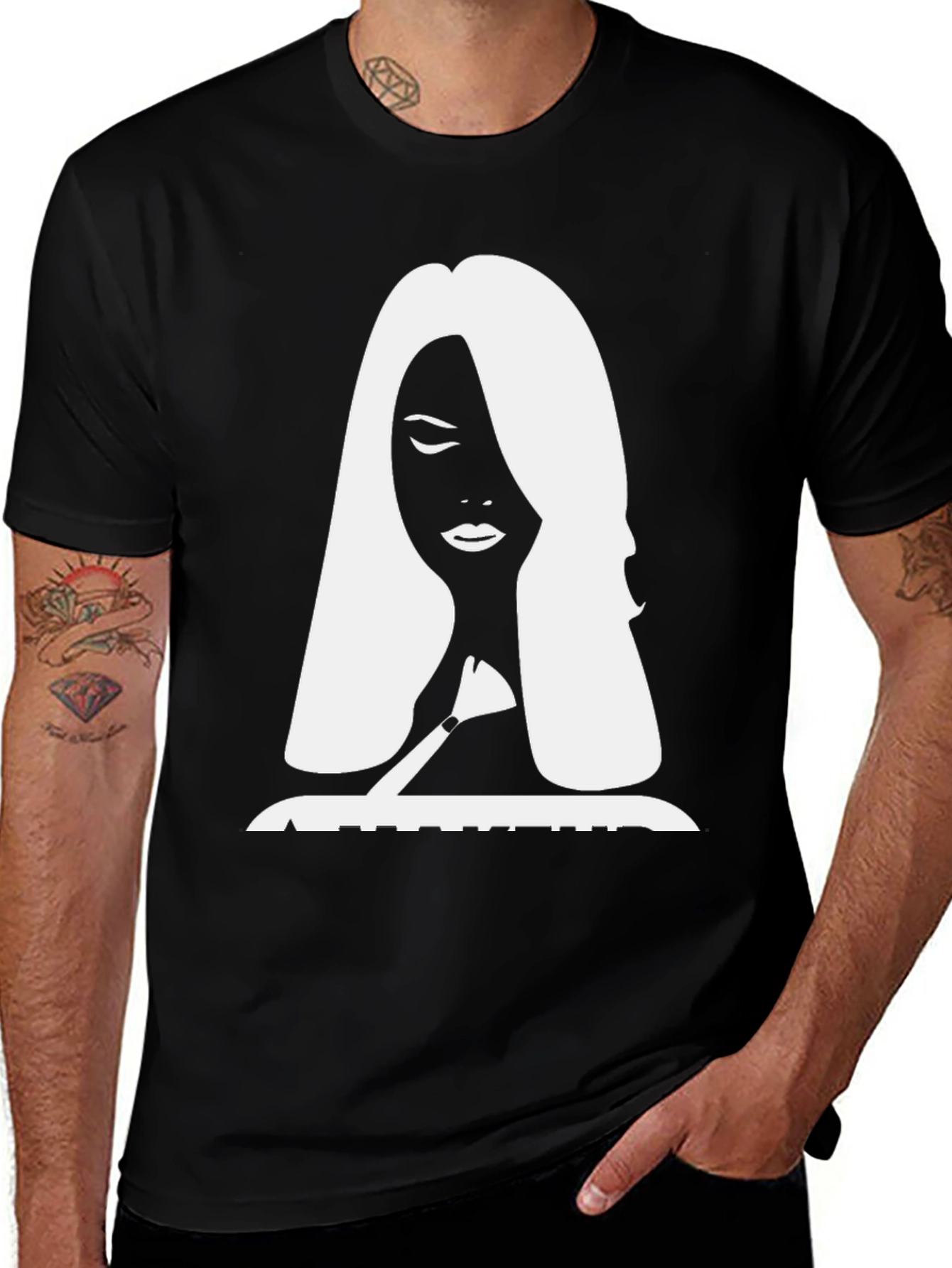 Stylish Black T-Shirt with White Silhouette Graphic