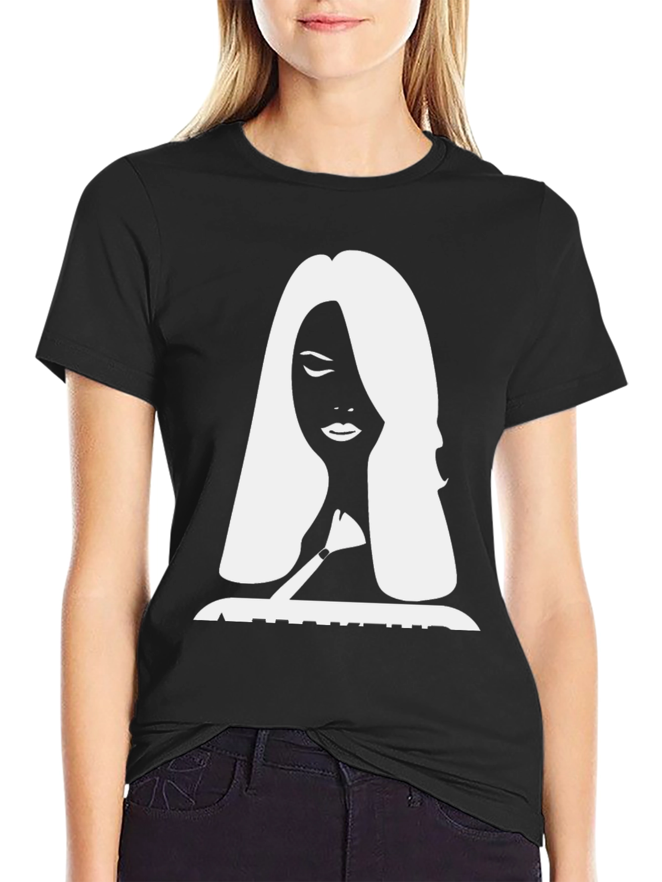 Stylish Black T-Shirt with White Silhouette Graphic