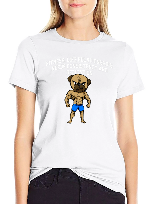 Fitness Pug Black T-Shirt - Consistency & Dedication