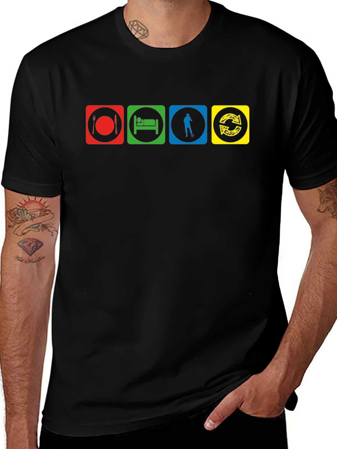 Eat Sleep Disc Golf Repeat T-Shirt - Black