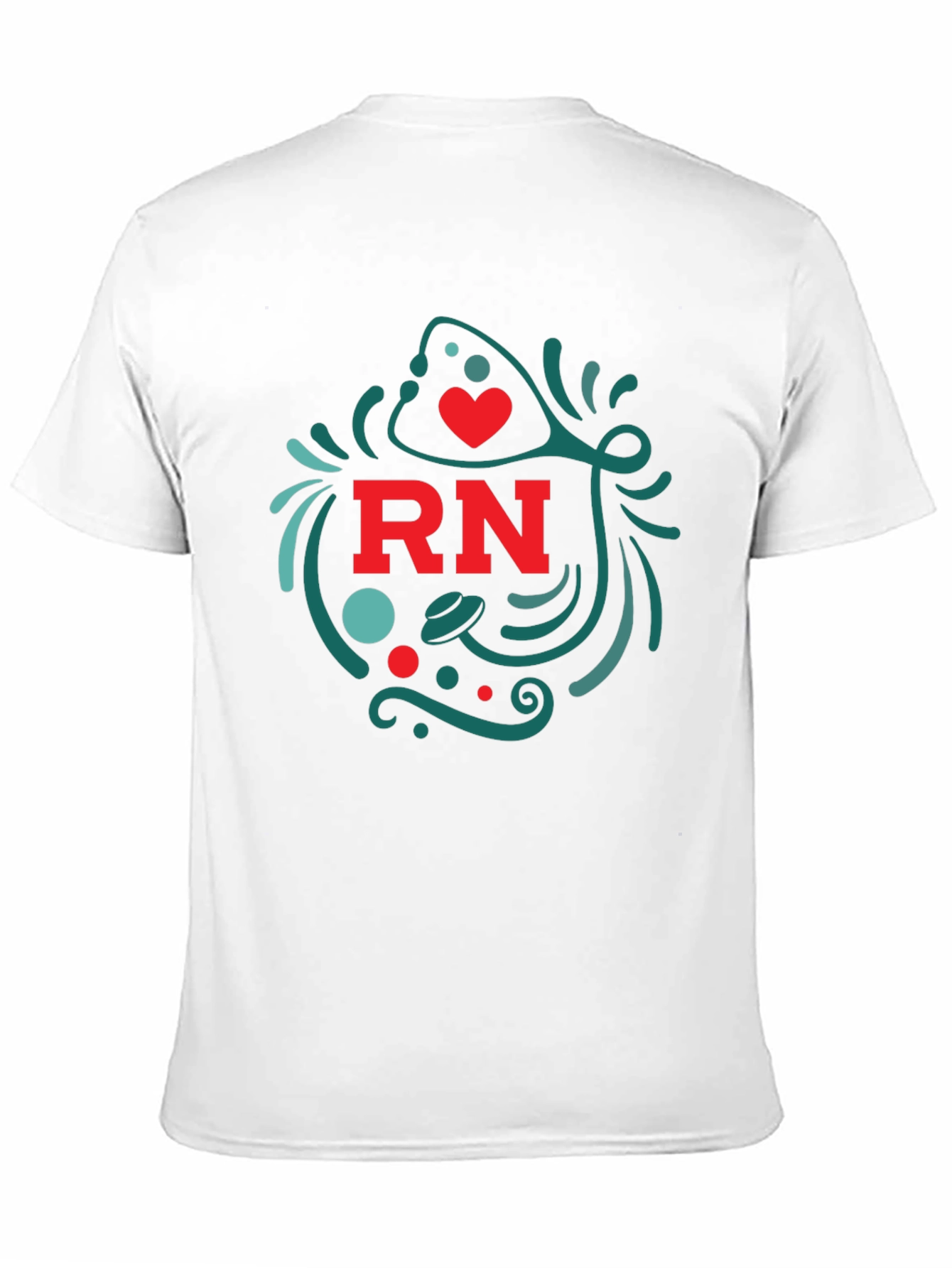 RN Nurse T-Shirt with Heart and Stethoscope Design