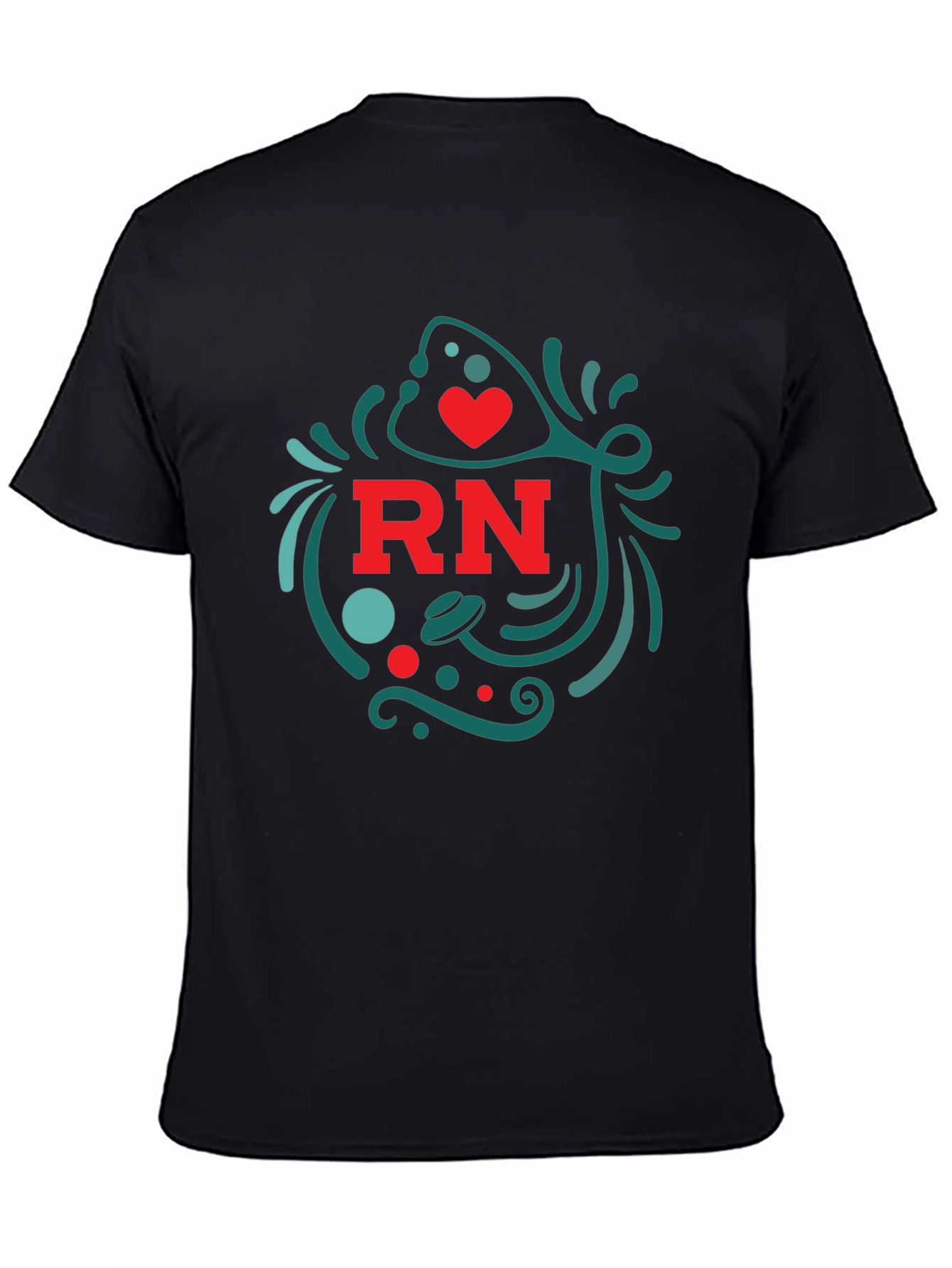 RN Nurse T-Shirt with Heart and Stethoscope Design