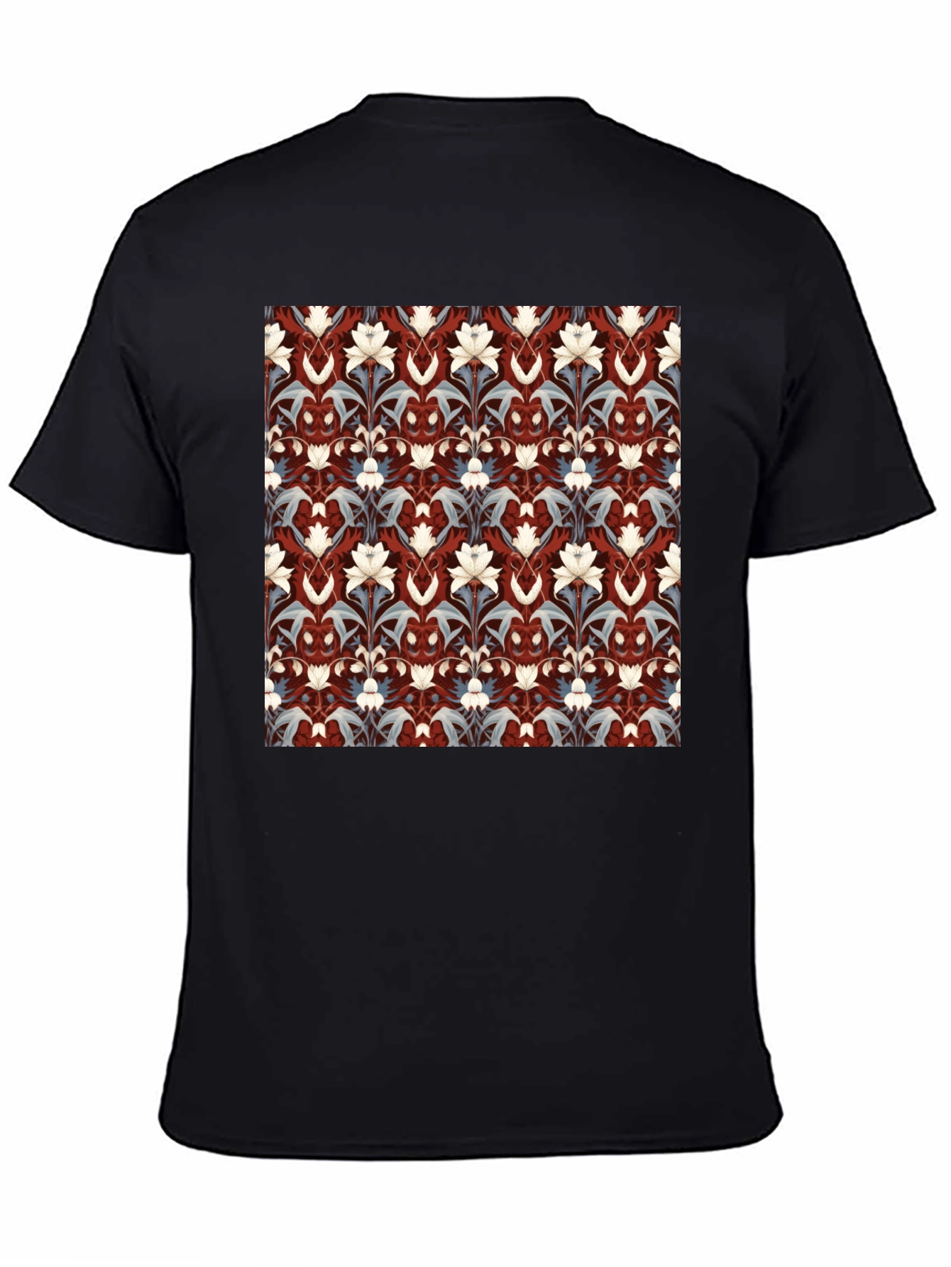 Floral Patterned Black T-Shirt