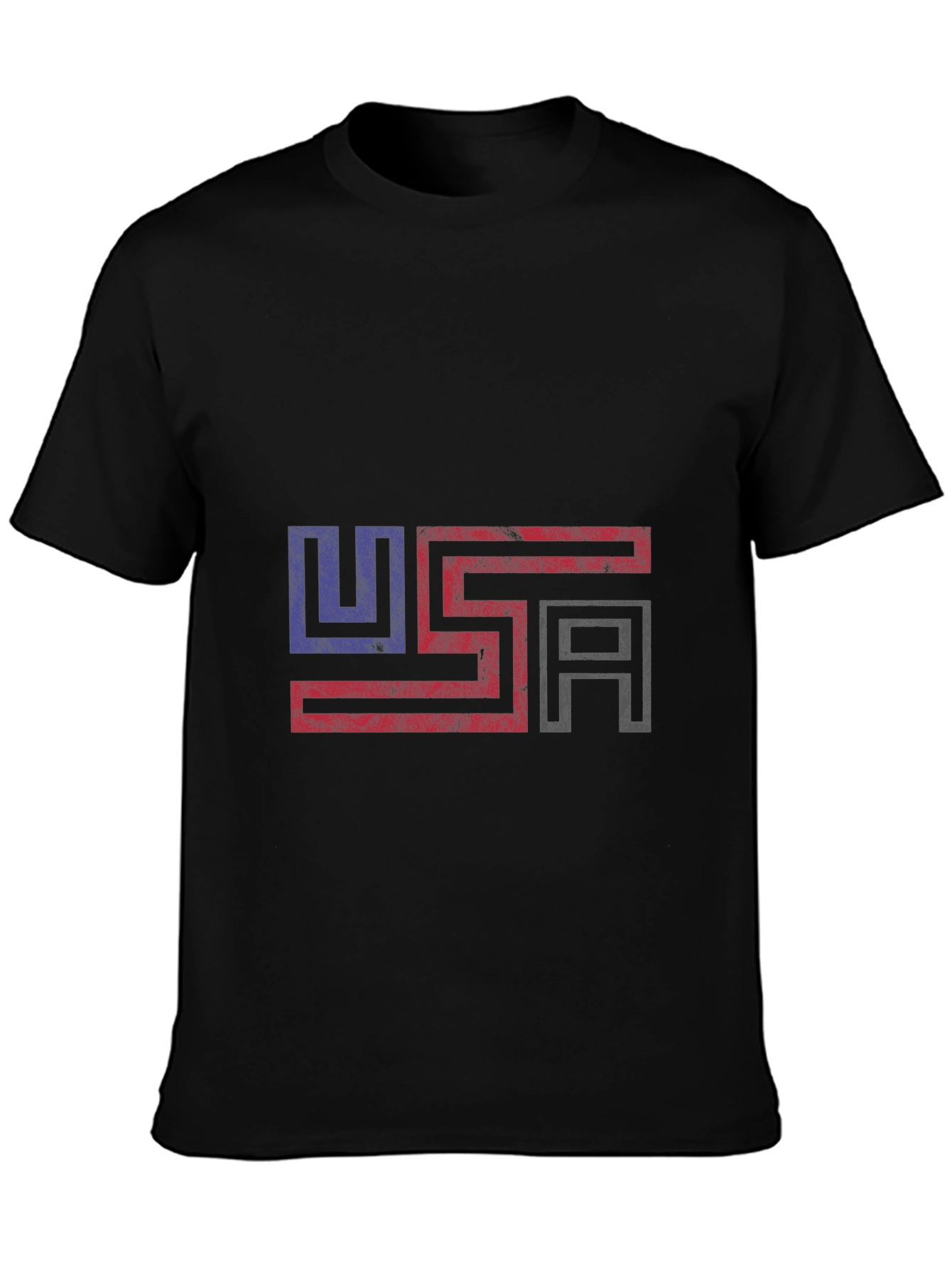 USA Flag Graphic Print Black T-Shirt