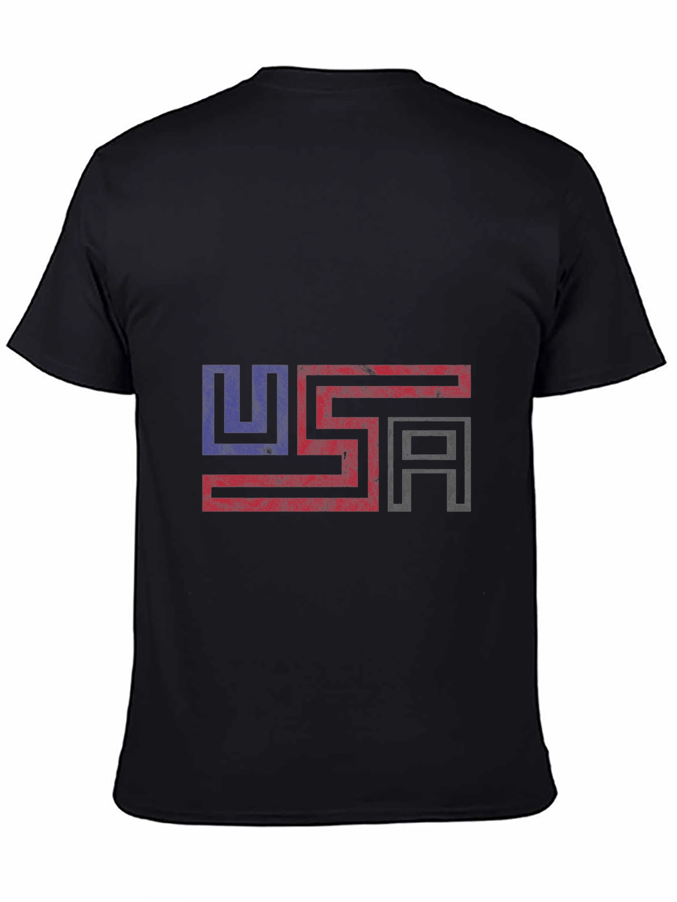 USA Flag Graphic Print Black T-Shirt