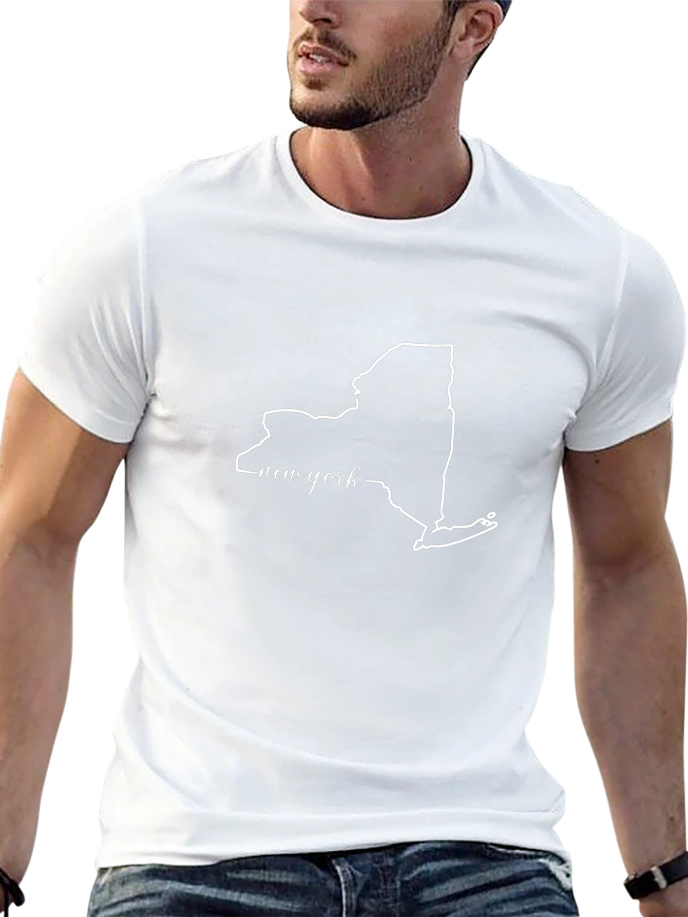 New York State Outline Graphic Tee - Black