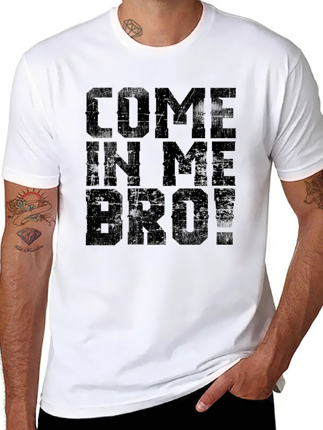 Come In Me Bro! Black T-Shirt Graphic Tee