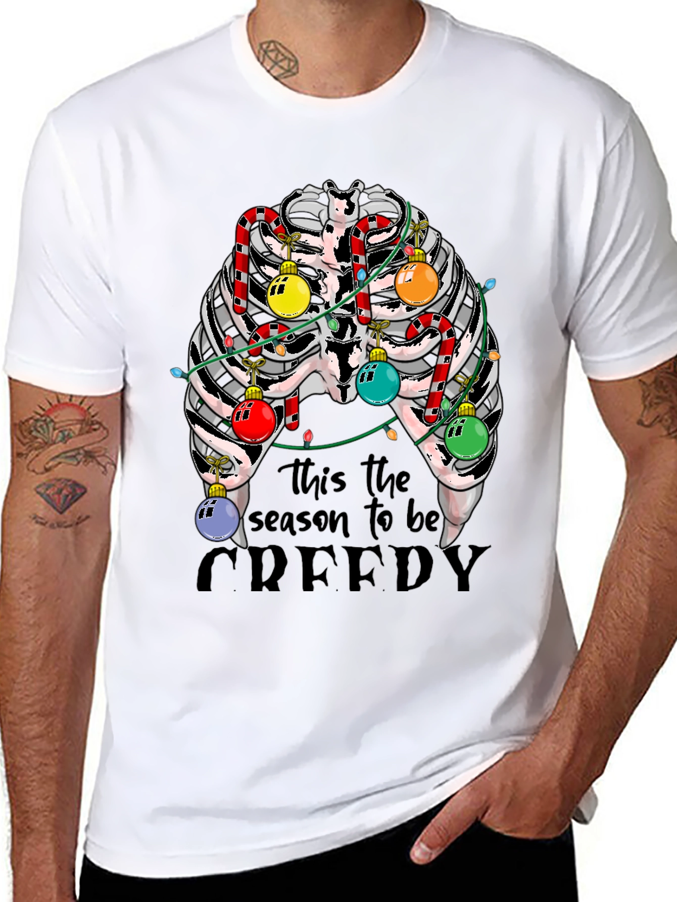 Creepy Season Rib Cage Christmas T-Shirt
