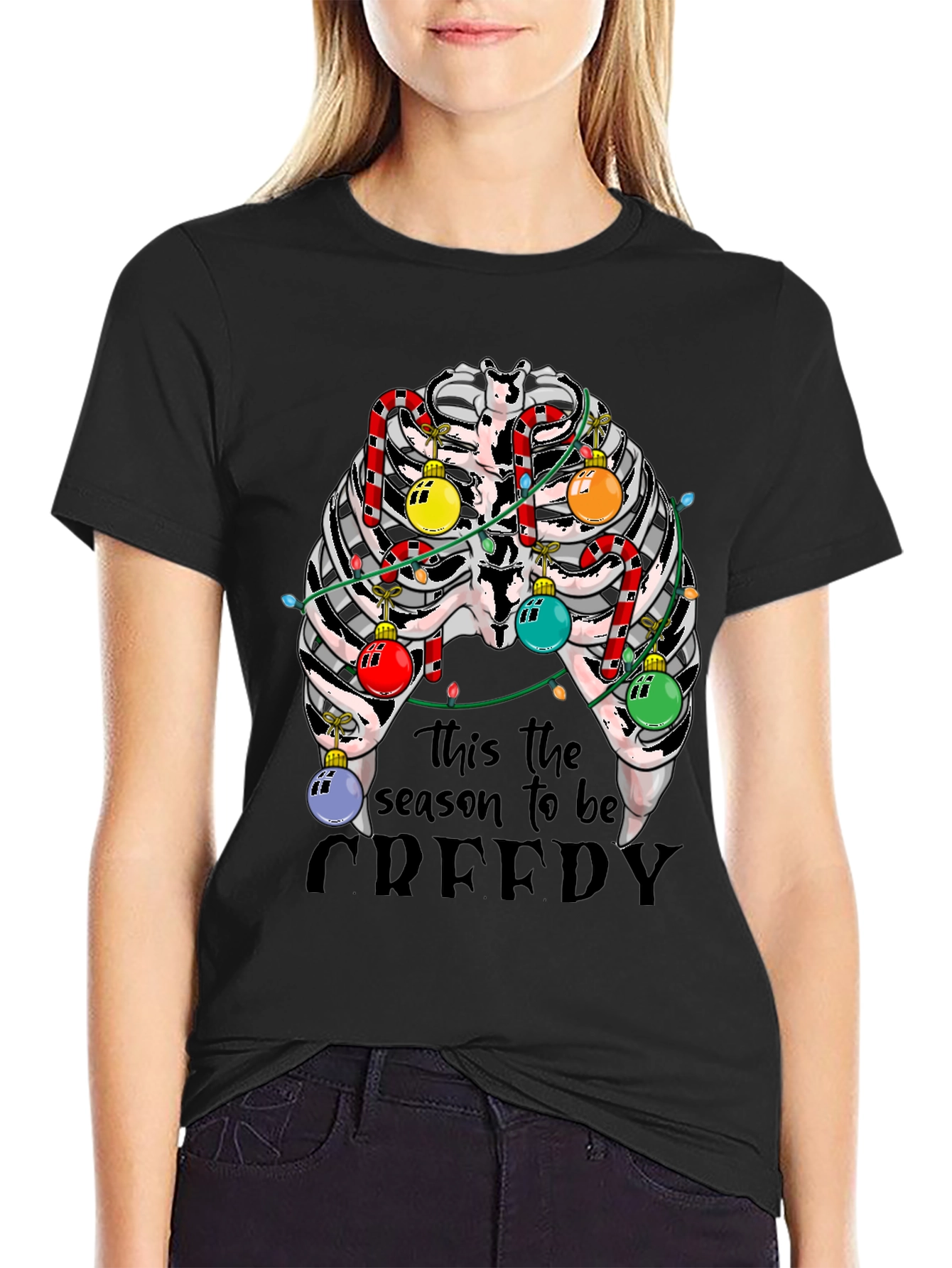 Creepy Season Rib Cage Christmas T-Shirt