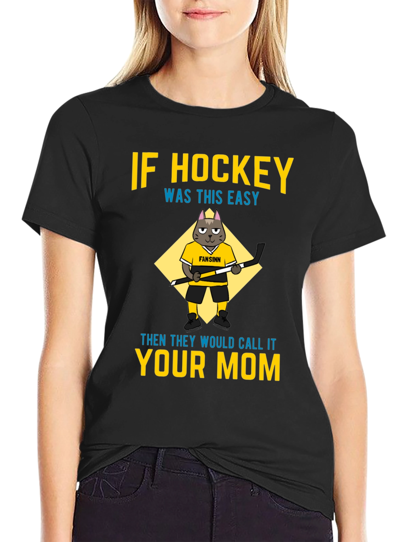 Funny Hockey Mom T-Shirt - Cat Graphic Tee