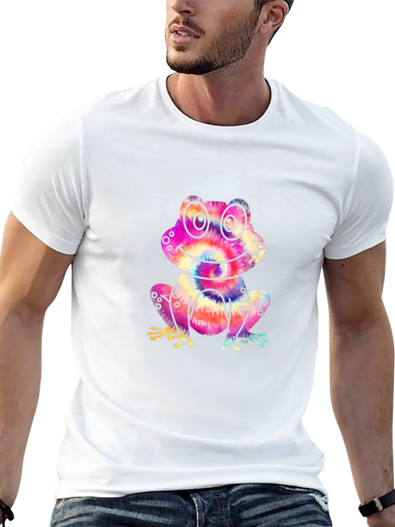 Tie-Dye Frog Graphic Black T-Shirt