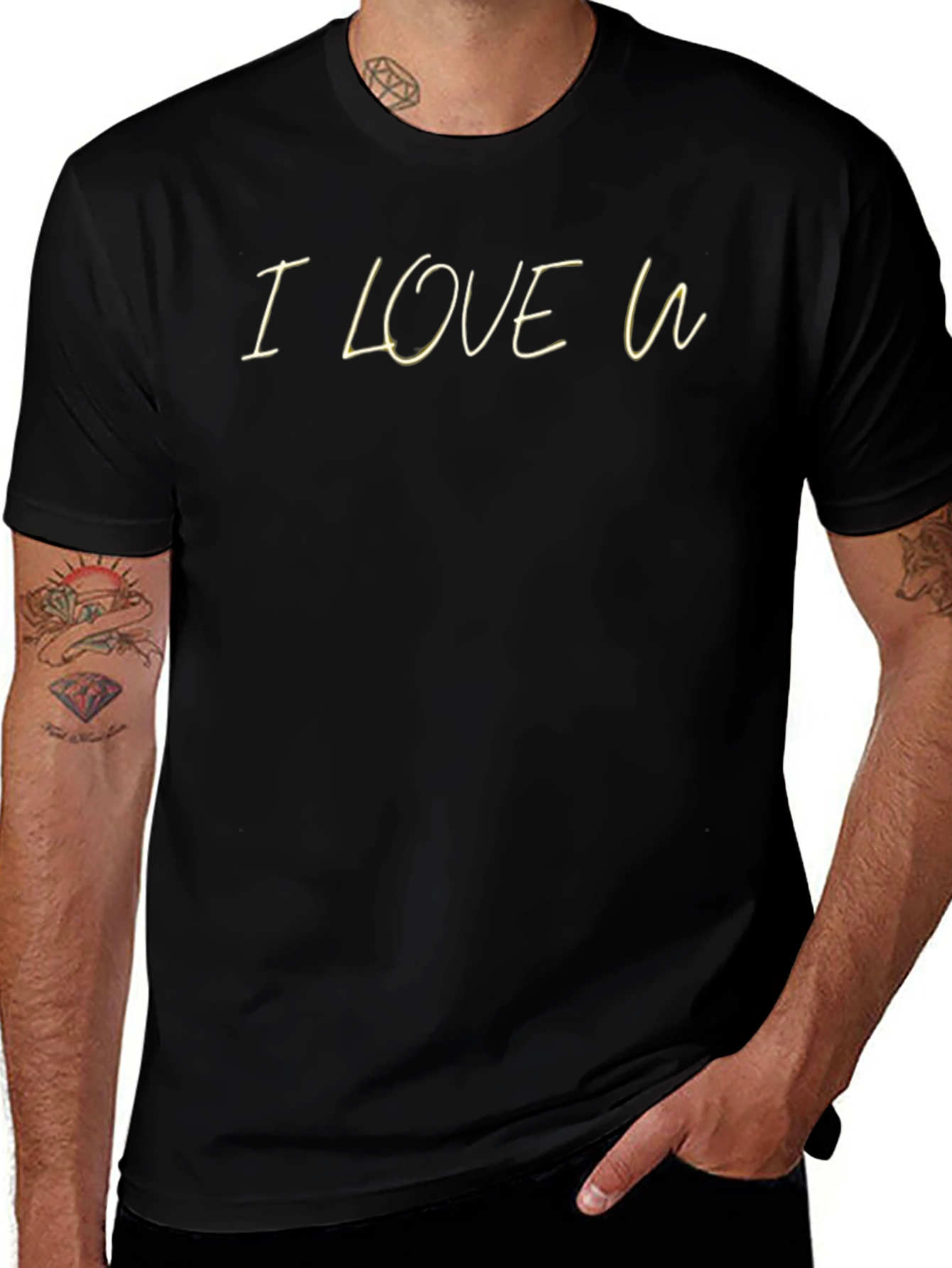I Love U Black T-Shirt - Stylish Casual Wear