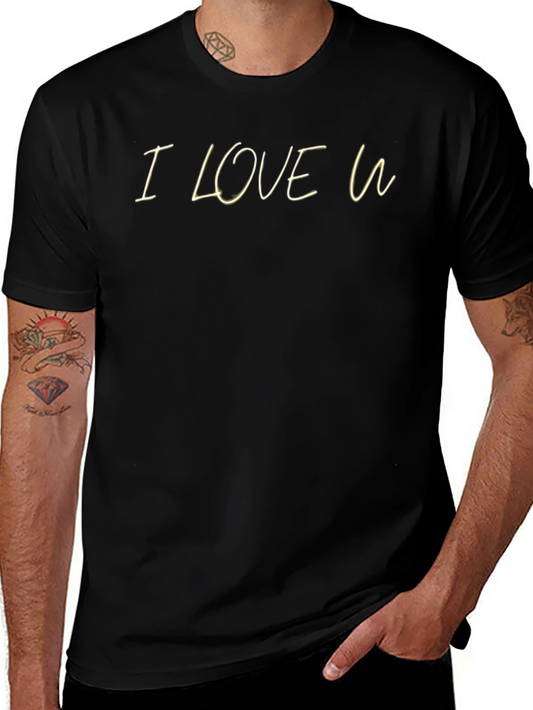 I Love U Black T-Shirt - Stylish Casual Wear