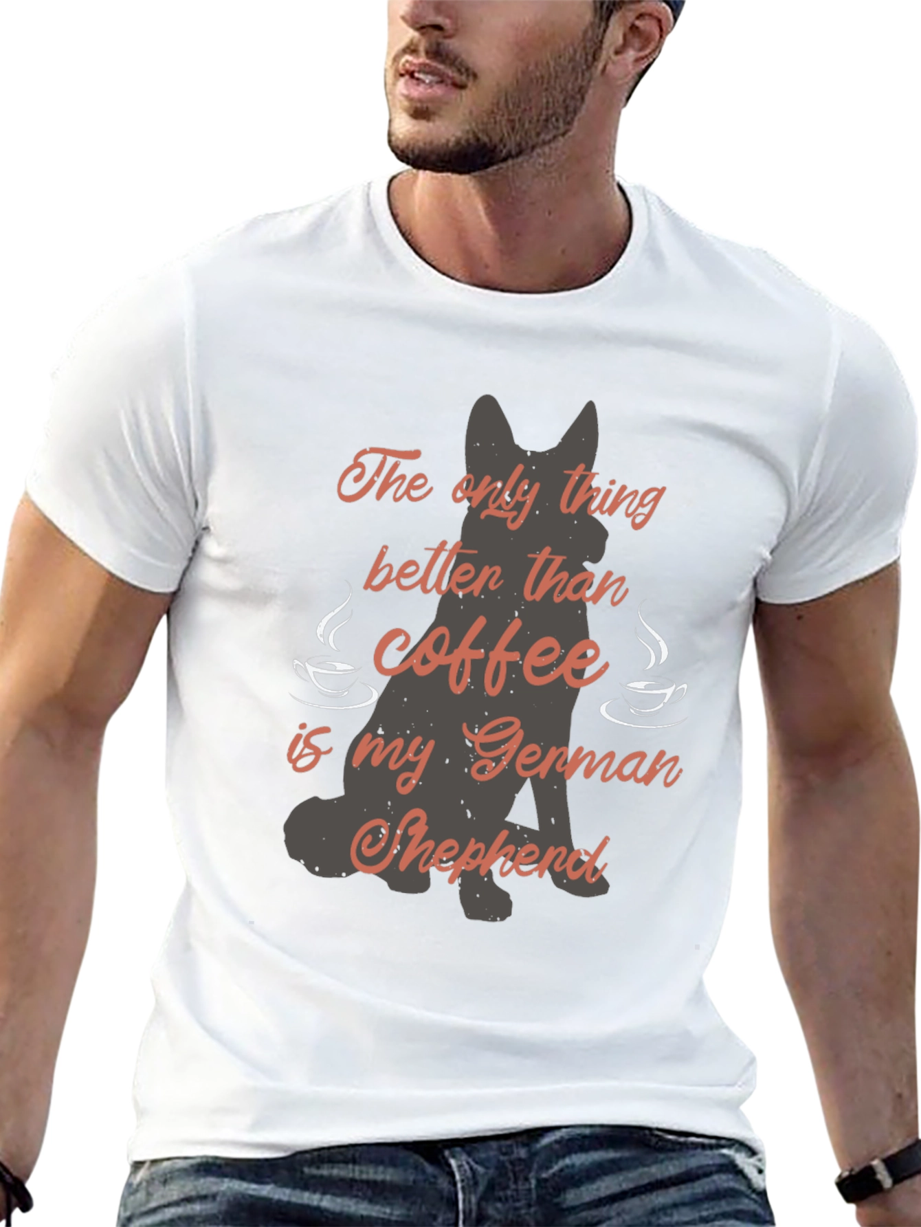 Coffee & German Shepherd Graphic T-Shirt