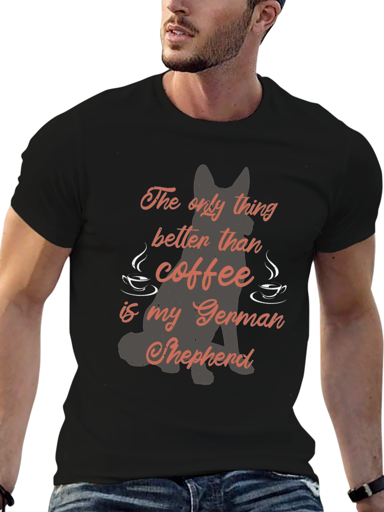 Coffee & German Shepherd Graphic T-Shirt