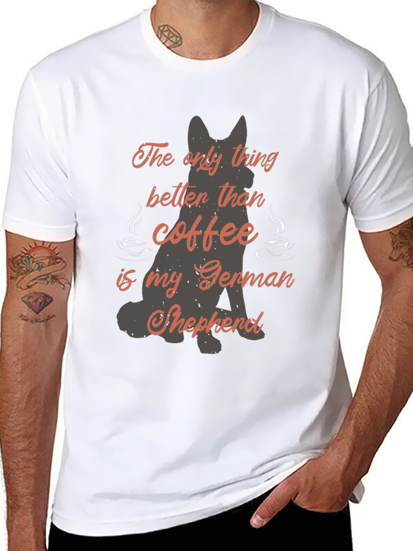 Coffee & German Shepherd Graphic T-Shirt