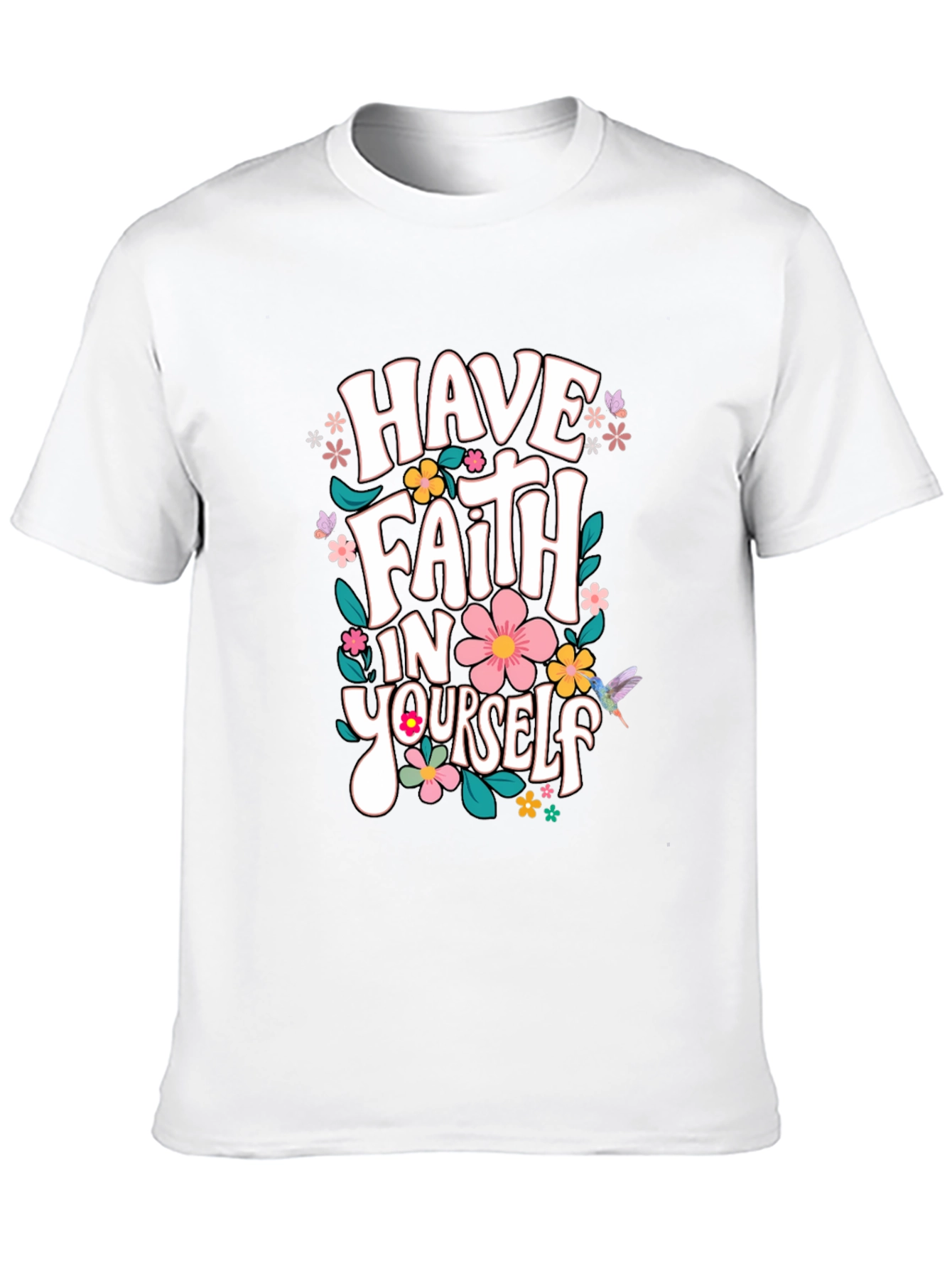 Faith In Yourself T-Shirt Floral Design Black