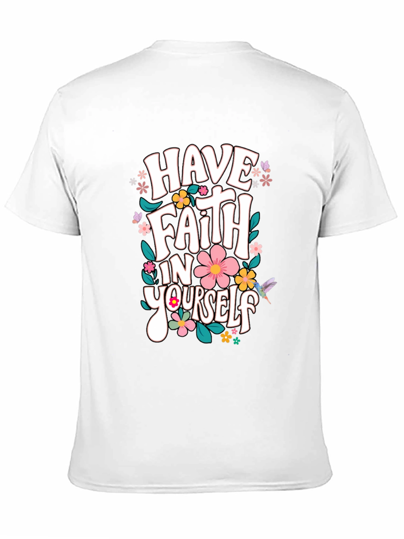 Faith In Yourself T-Shirt Floral Design Black