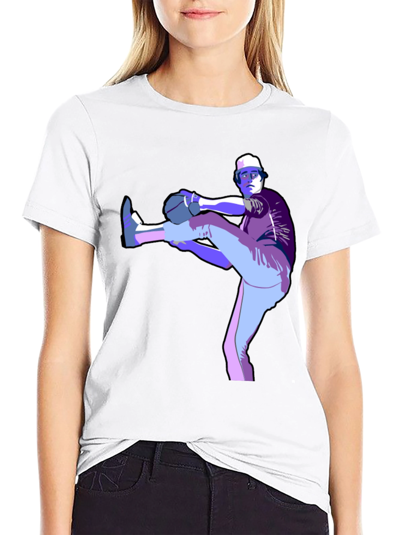 Baseball Pitcher Graphic T-Shirt - Black