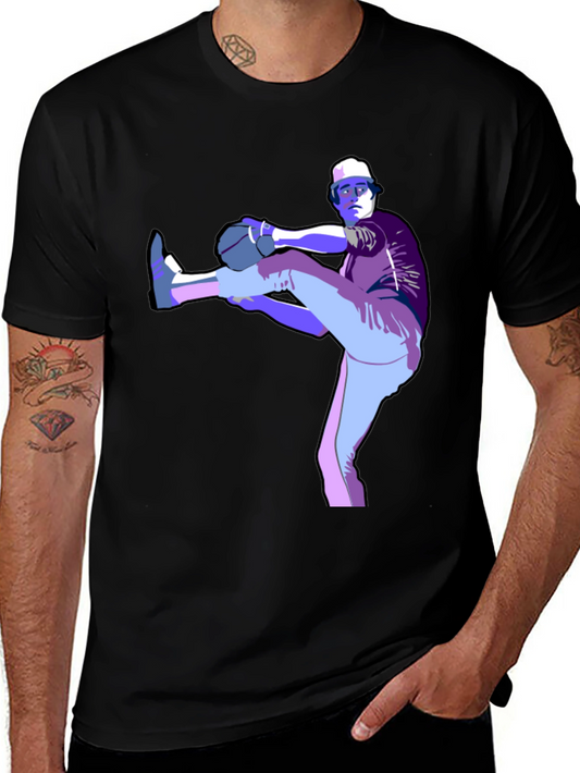 Baseball Pitcher Graphic T-Shirt - Black