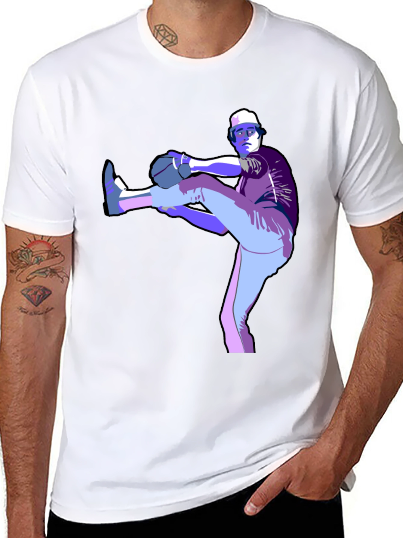 Baseball Pitcher Graphic T-Shirt - Black