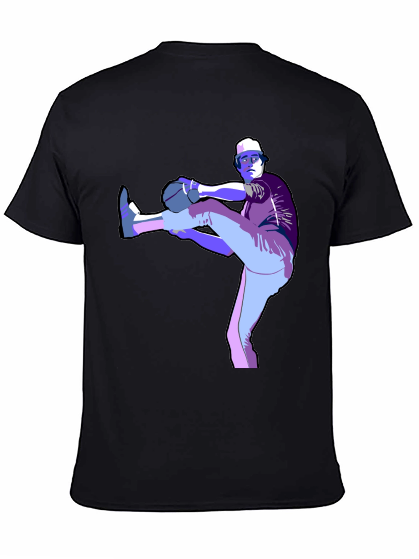 Baseball Pitcher Graphic T-Shirt - Black