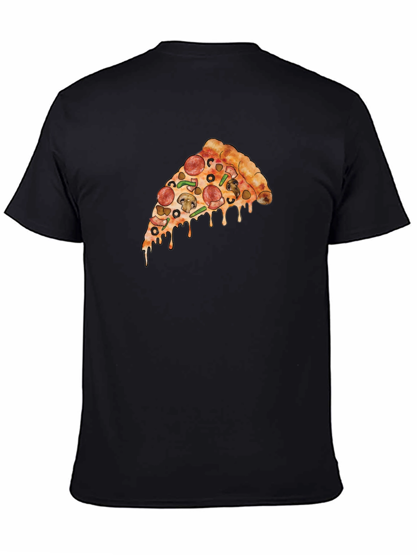 Pizza Slice Graphic T-Shirt - Casual Black Tee