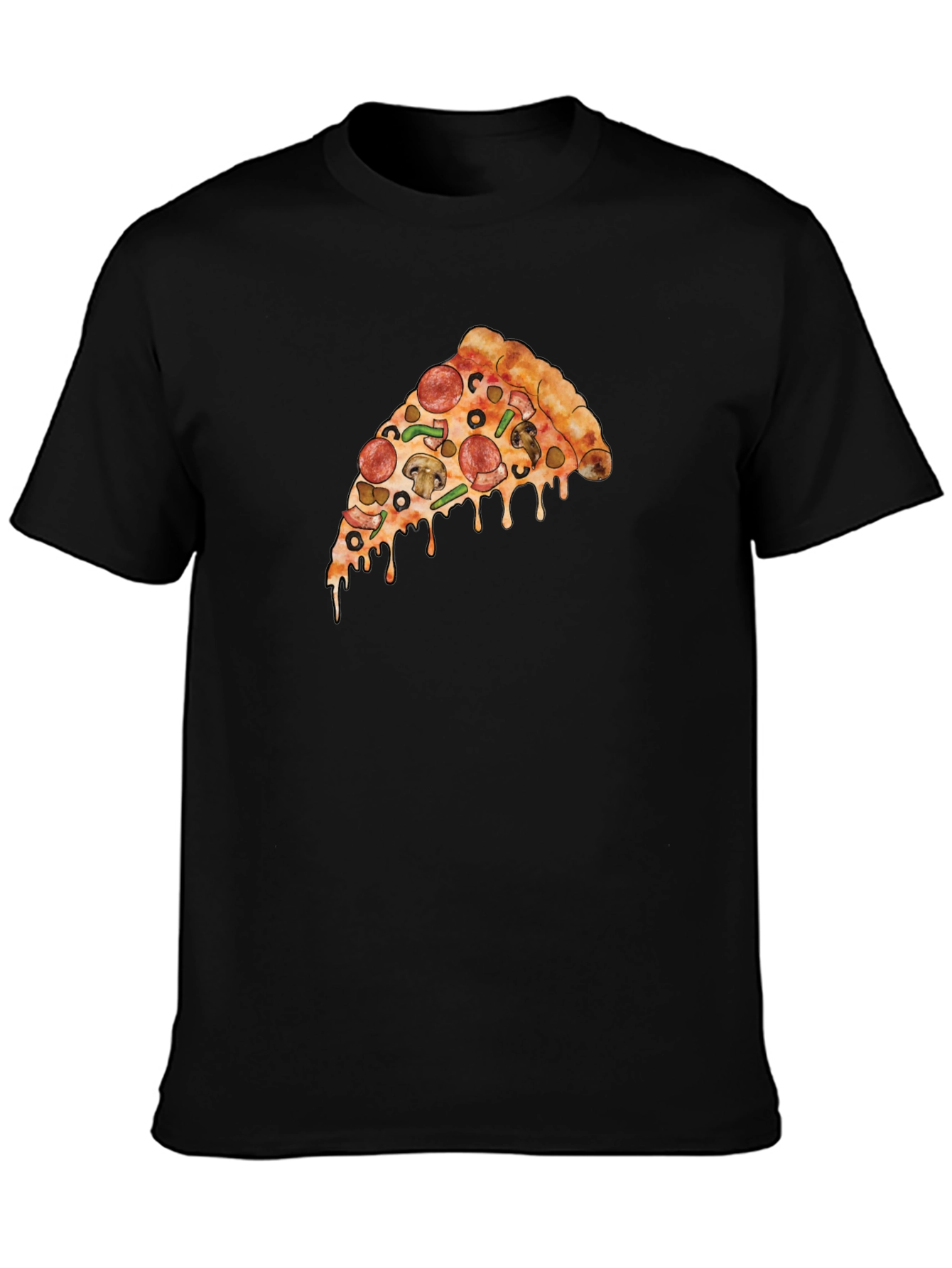 Pizza Slice Graphic T-Shirt - Casual Black Tee