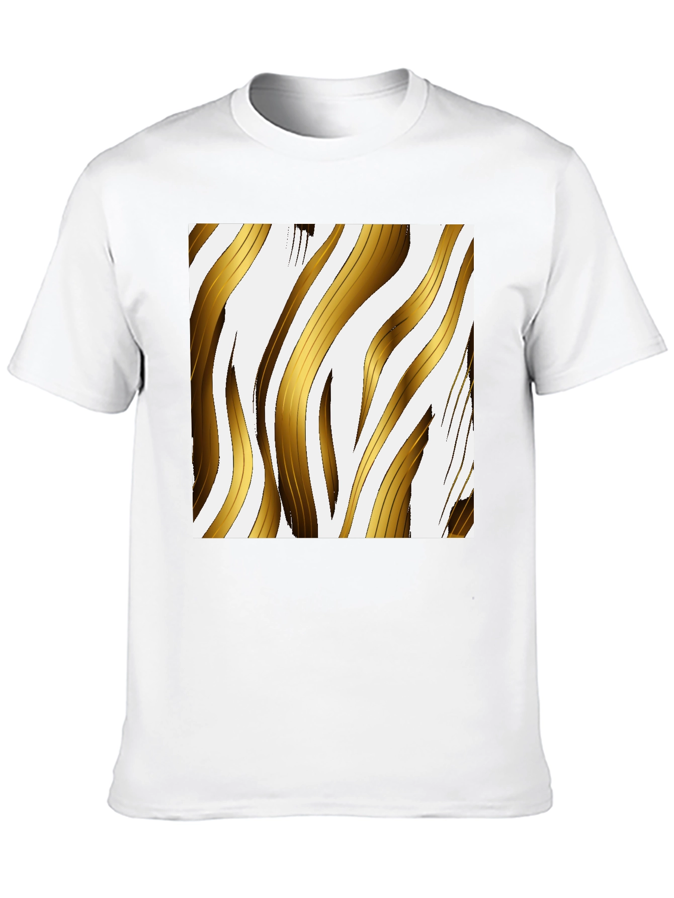 Gold Stripe Print Black T-Shirt