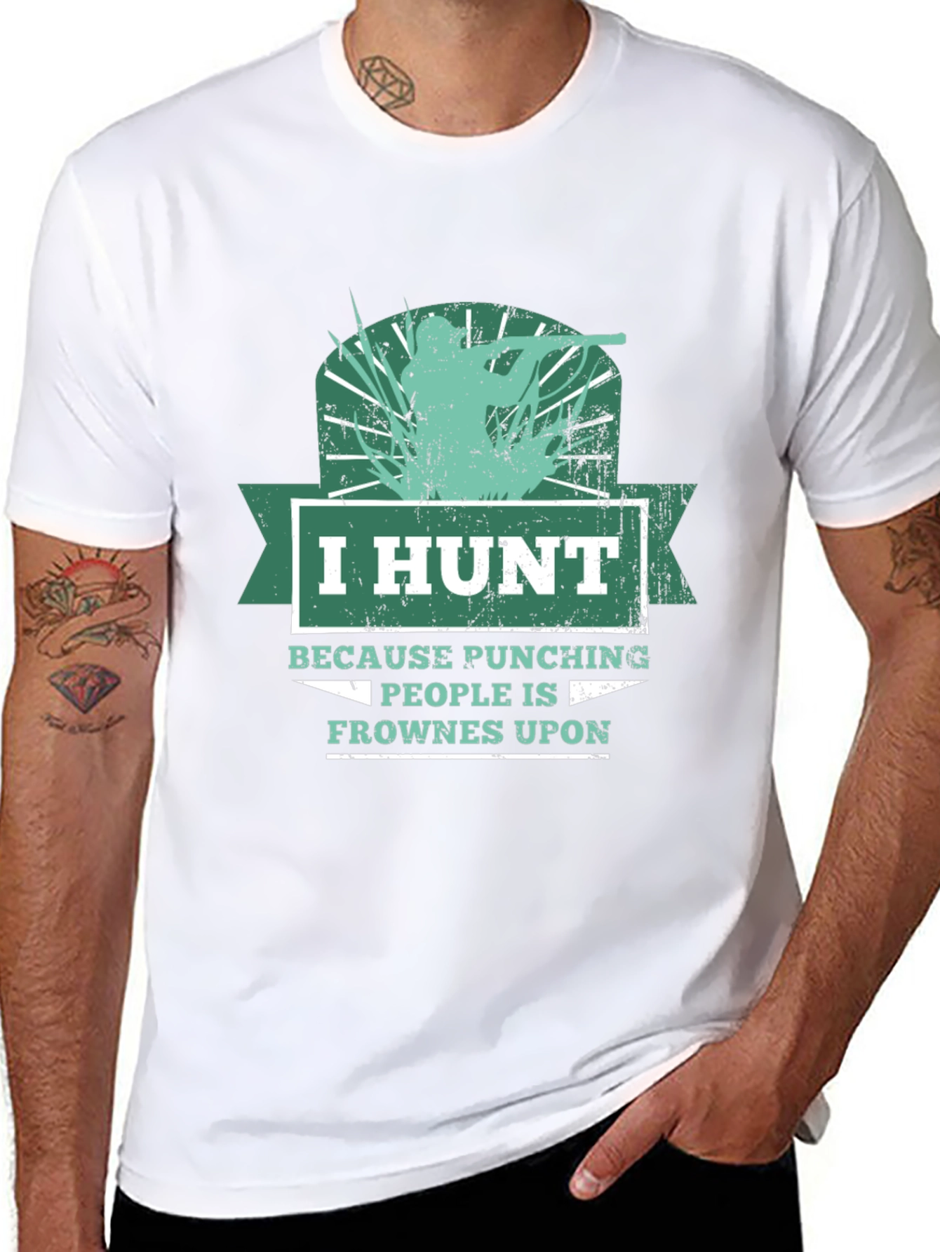 Humorous Hunting T-Shirt: I Hunt Because Punching People