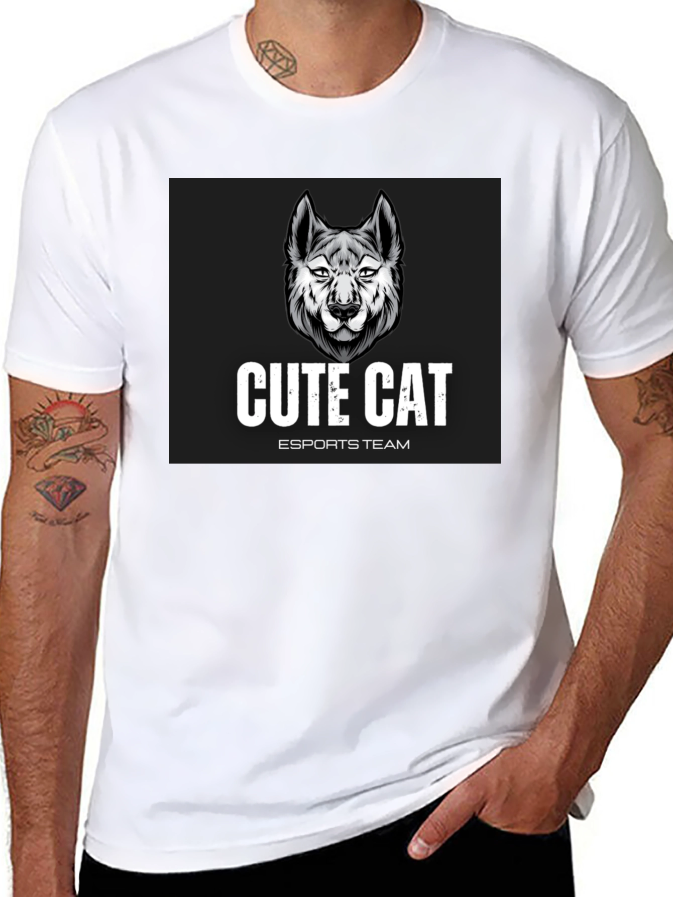 Cute Cat Esports Team Graphic T-Shirt
