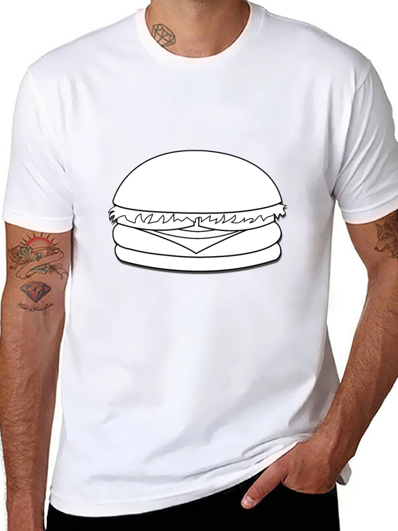 Burger Graphic Tee - Black Cotton T-Shirt