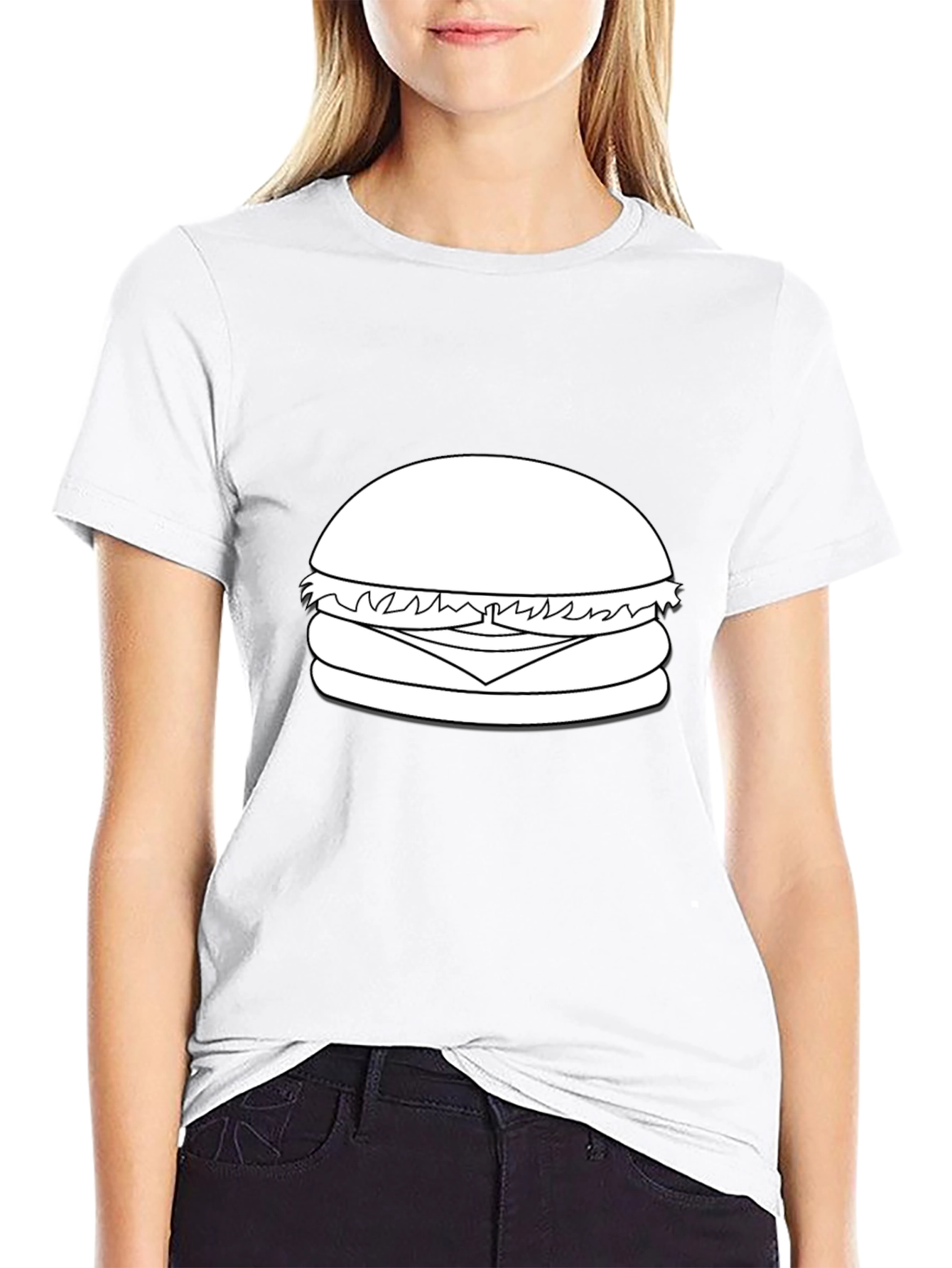 Burger Graphic Tee - Black Cotton T-Shirt