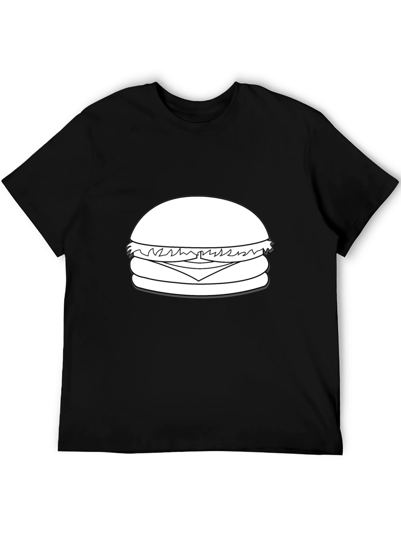 Burger Graphic Tee - Black Cotton T-Shirt
