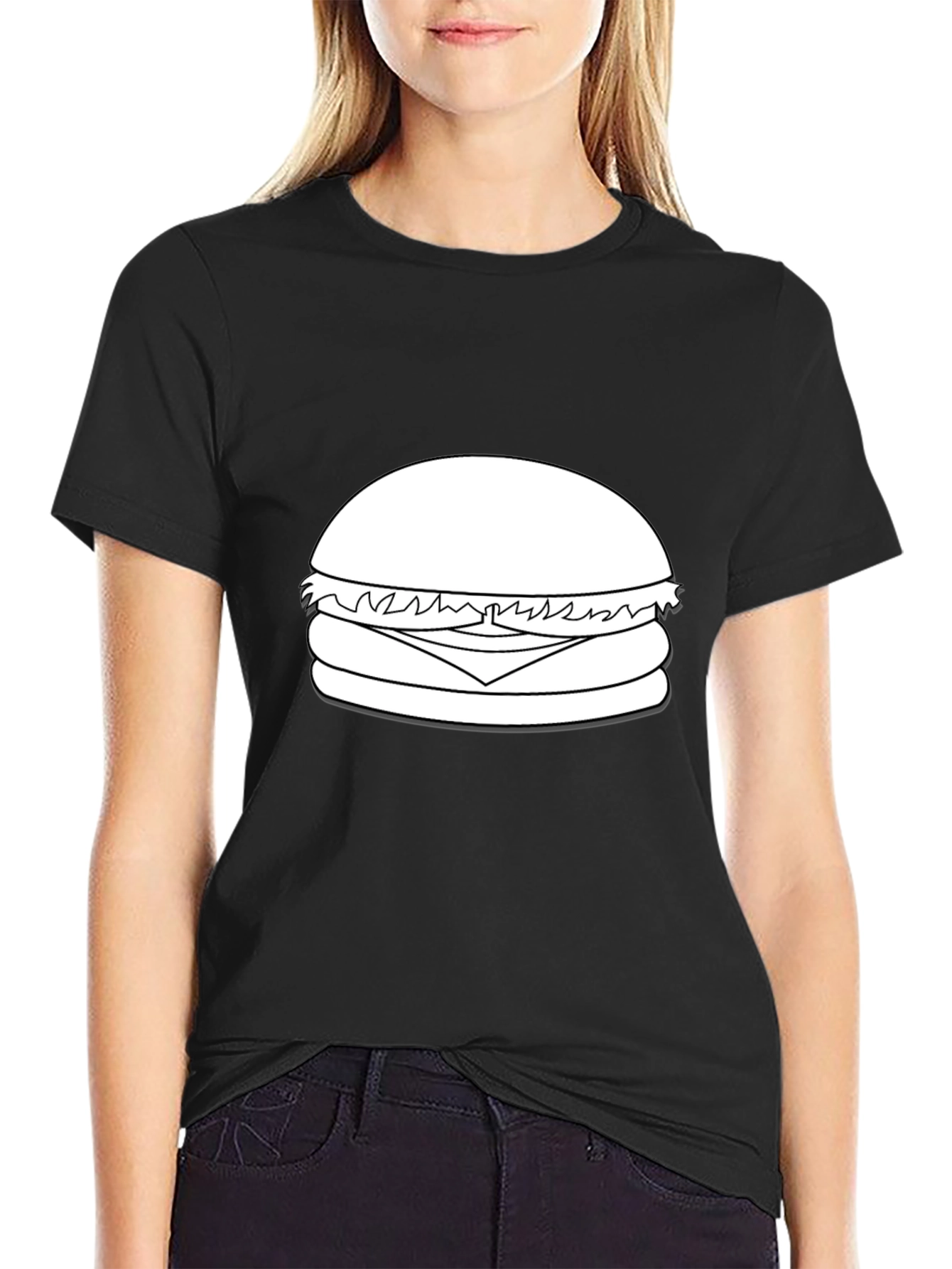 Burger Graphic Tee - Black Cotton T-Shirt