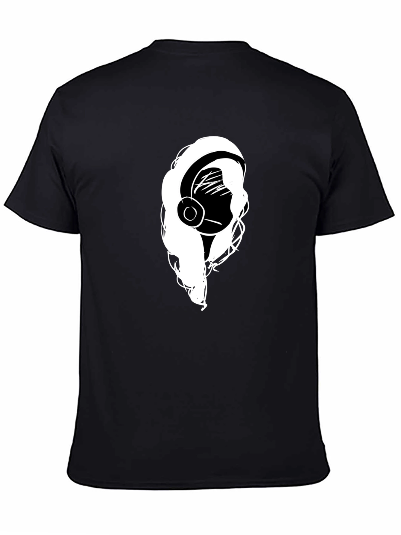 Headphone Girl Black T-Shirt - Music Lover Tee