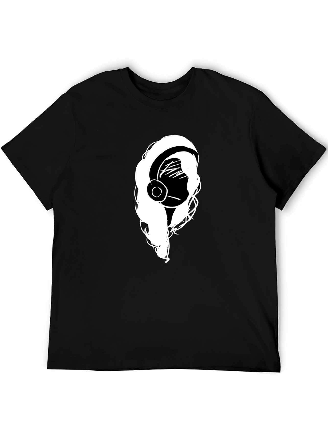 Headphone Girl Black T-Shirt - Music Lover Tee