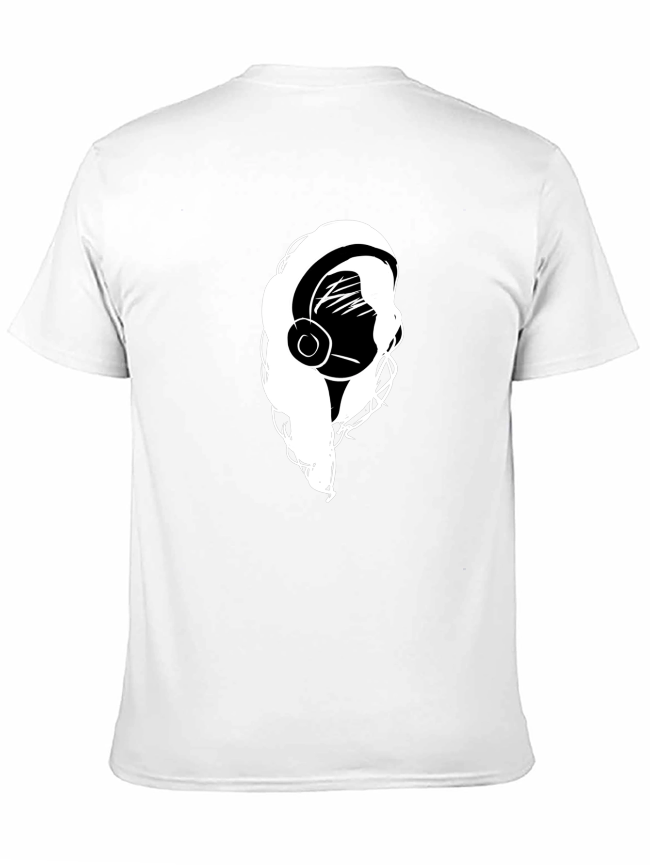 Headphone Girl Black T-Shirt - Music Lover Tee