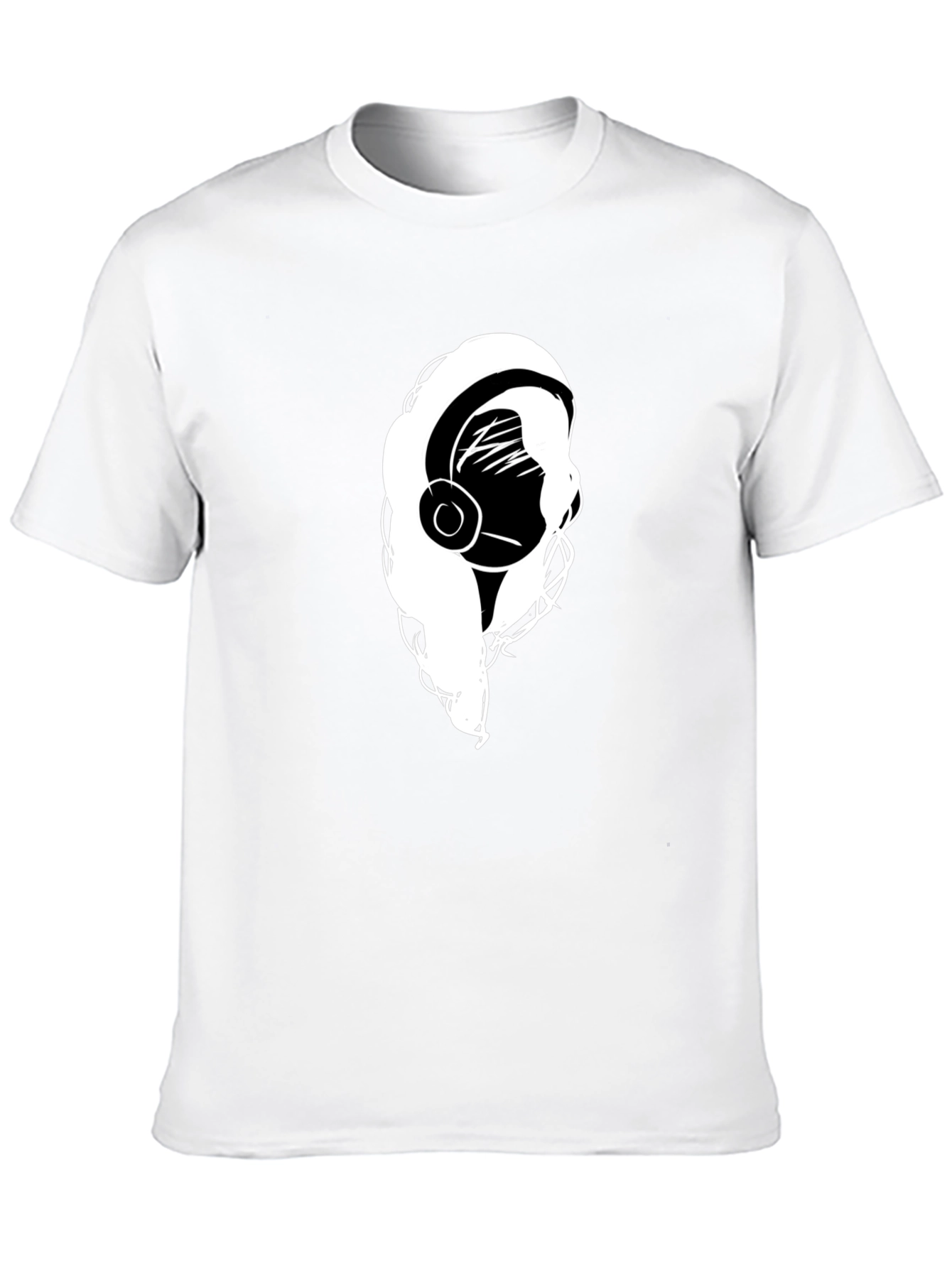Headphone Girl Black T-Shirt - Music Lover Tee