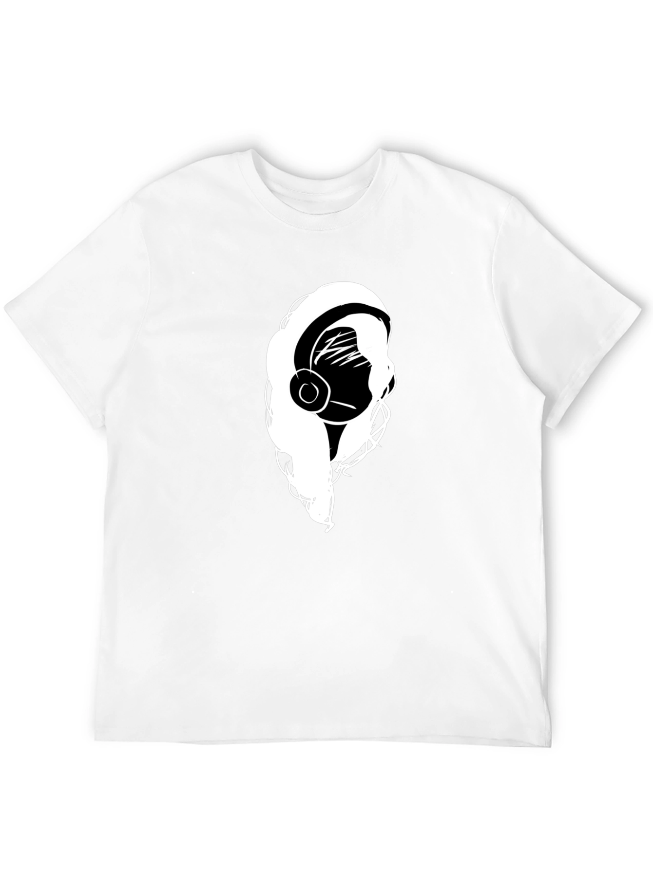 Headphone Girl Black T-Shirt - Music Lover Tee