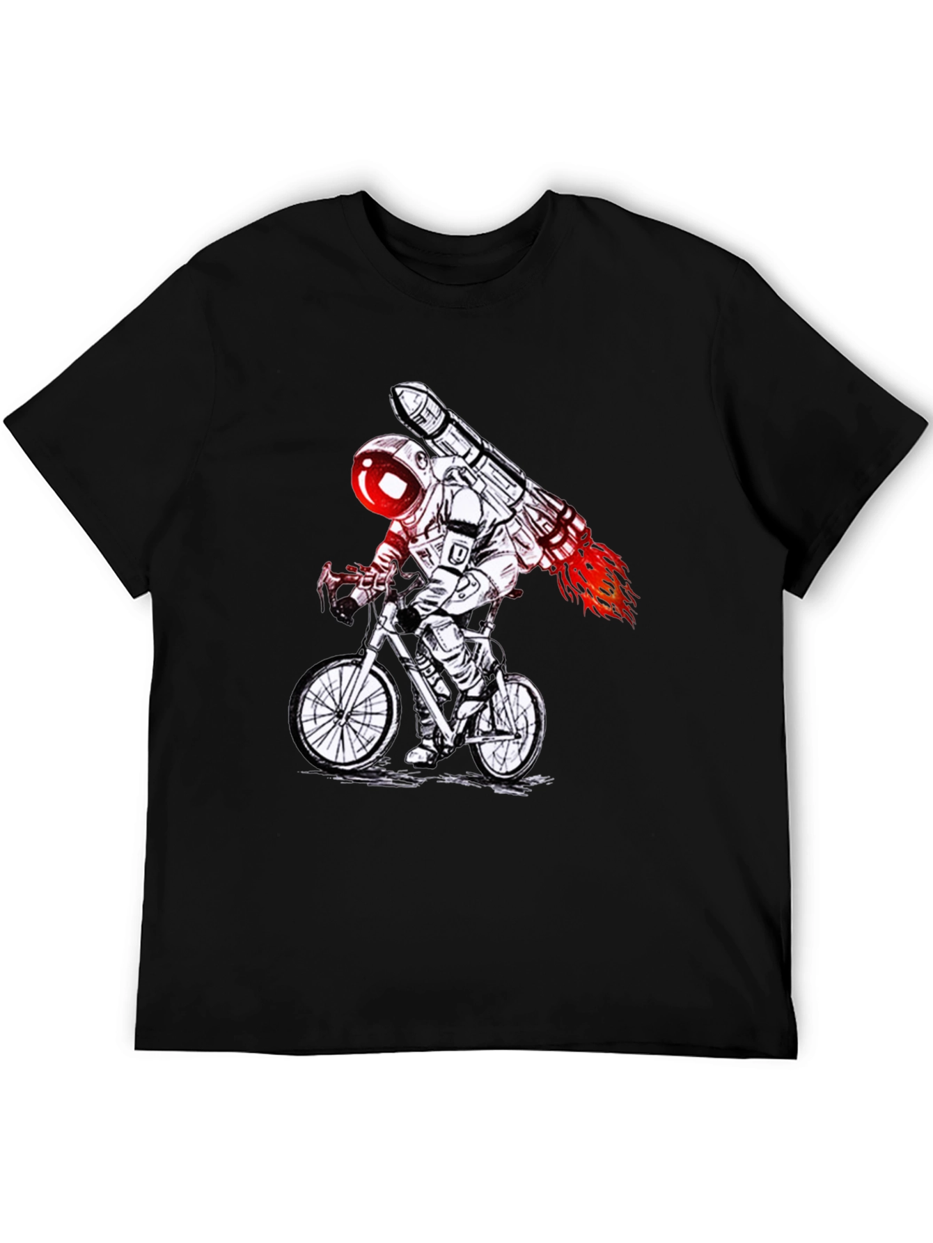 Astronaut Rocket Bike T-Shirt - Black Graphic Tee
